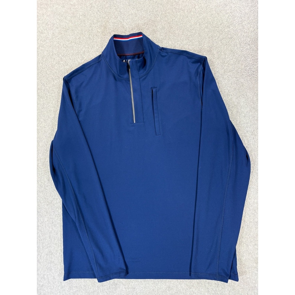 FourLaps 1/4 Zip Athletic Fit Performance Pullover Shirt (Men's Large) Blue